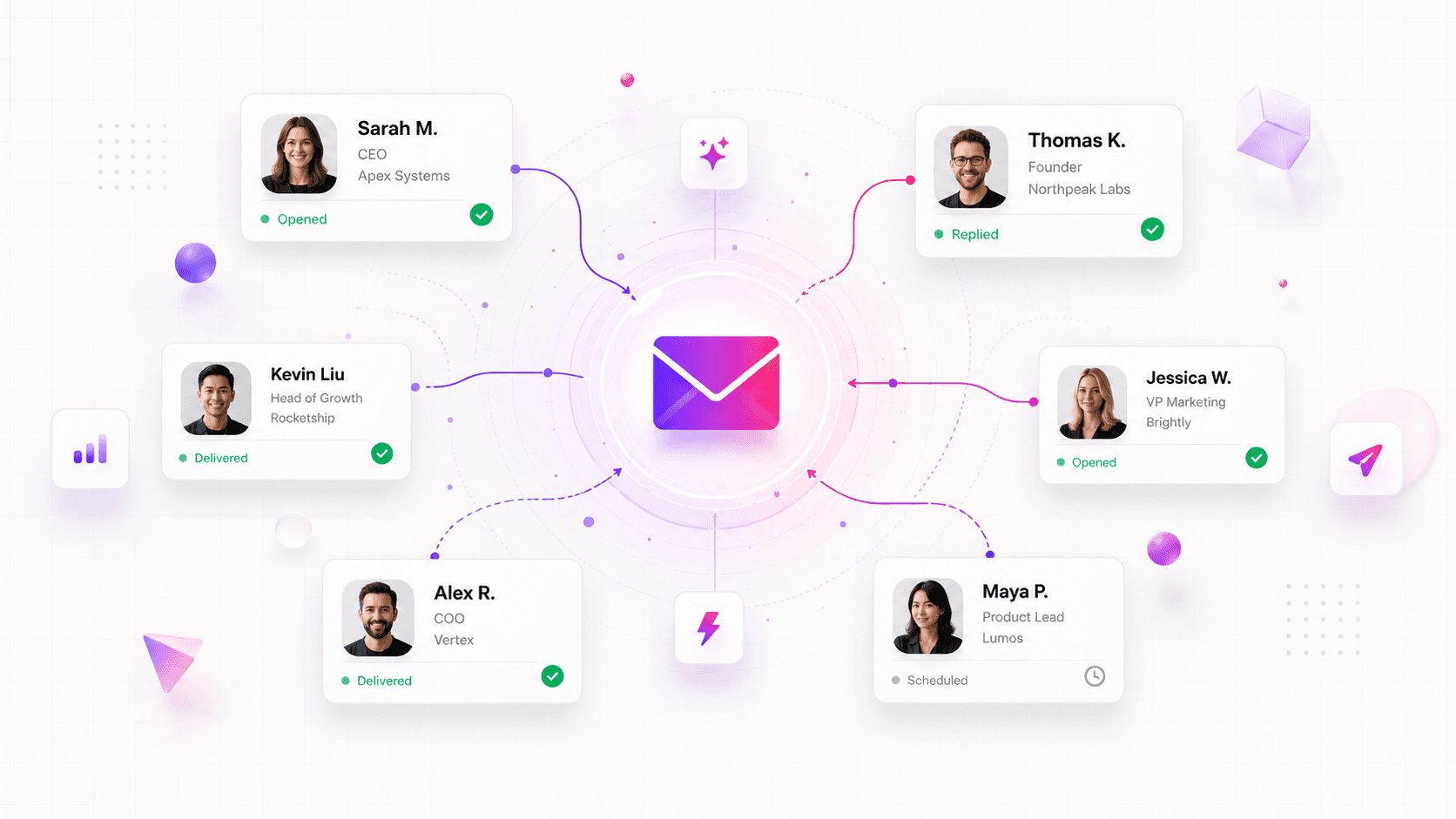 Email outreach flow showing prospects being engaged by ProspectFlow